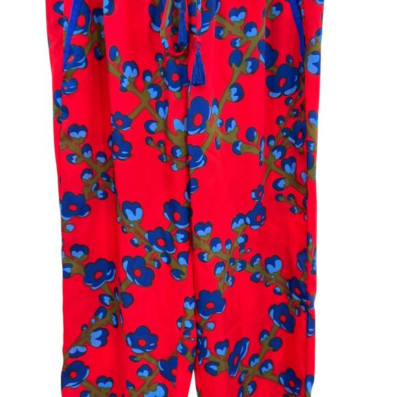 J. Crew Drapey Pull-on Pant Trouser Lattice Floral Print Drawstring Red Size 4 - Picture 4 of 12